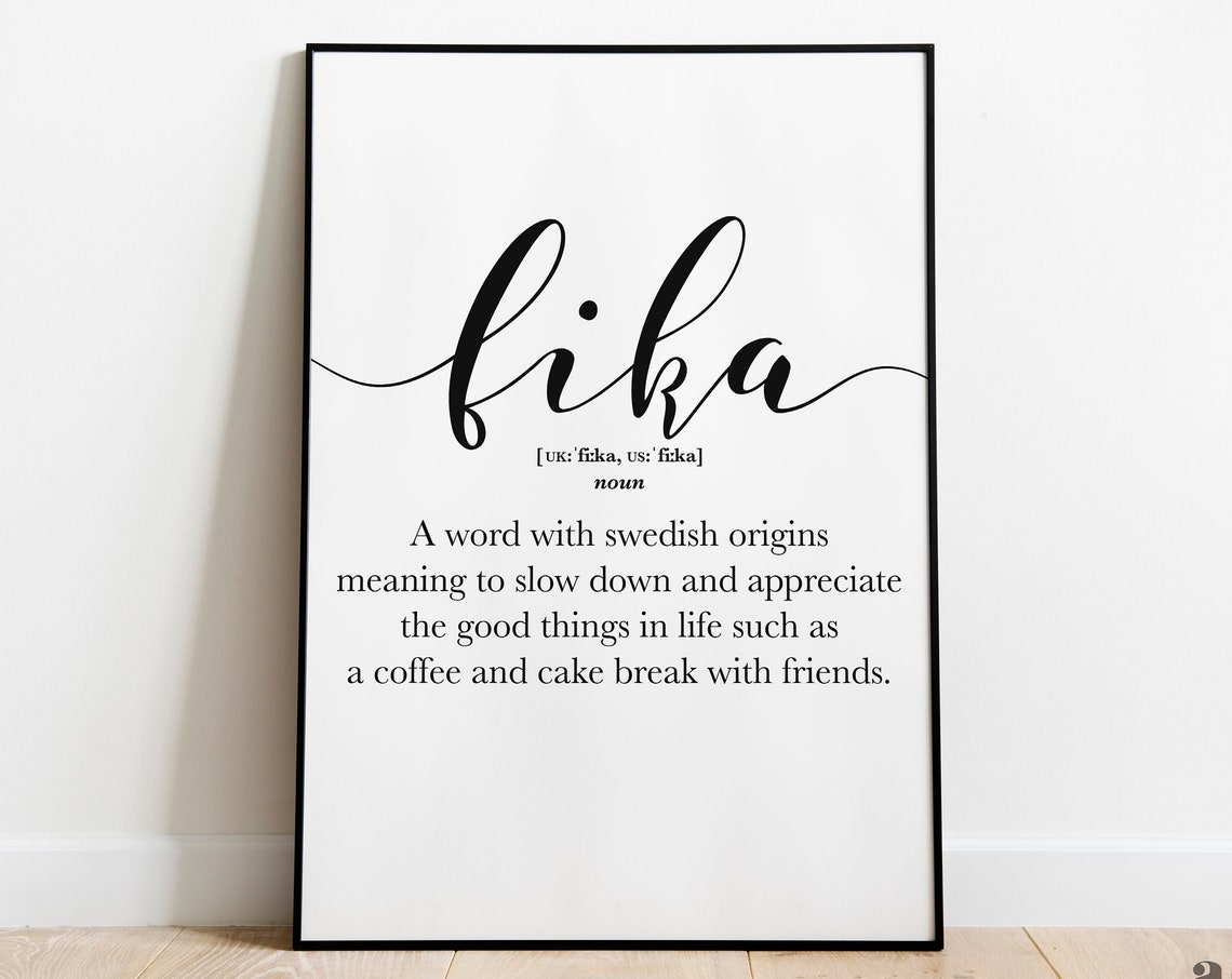Fika Swedish Coffee Break Definition Script Typography Nordic Poster - Image 3