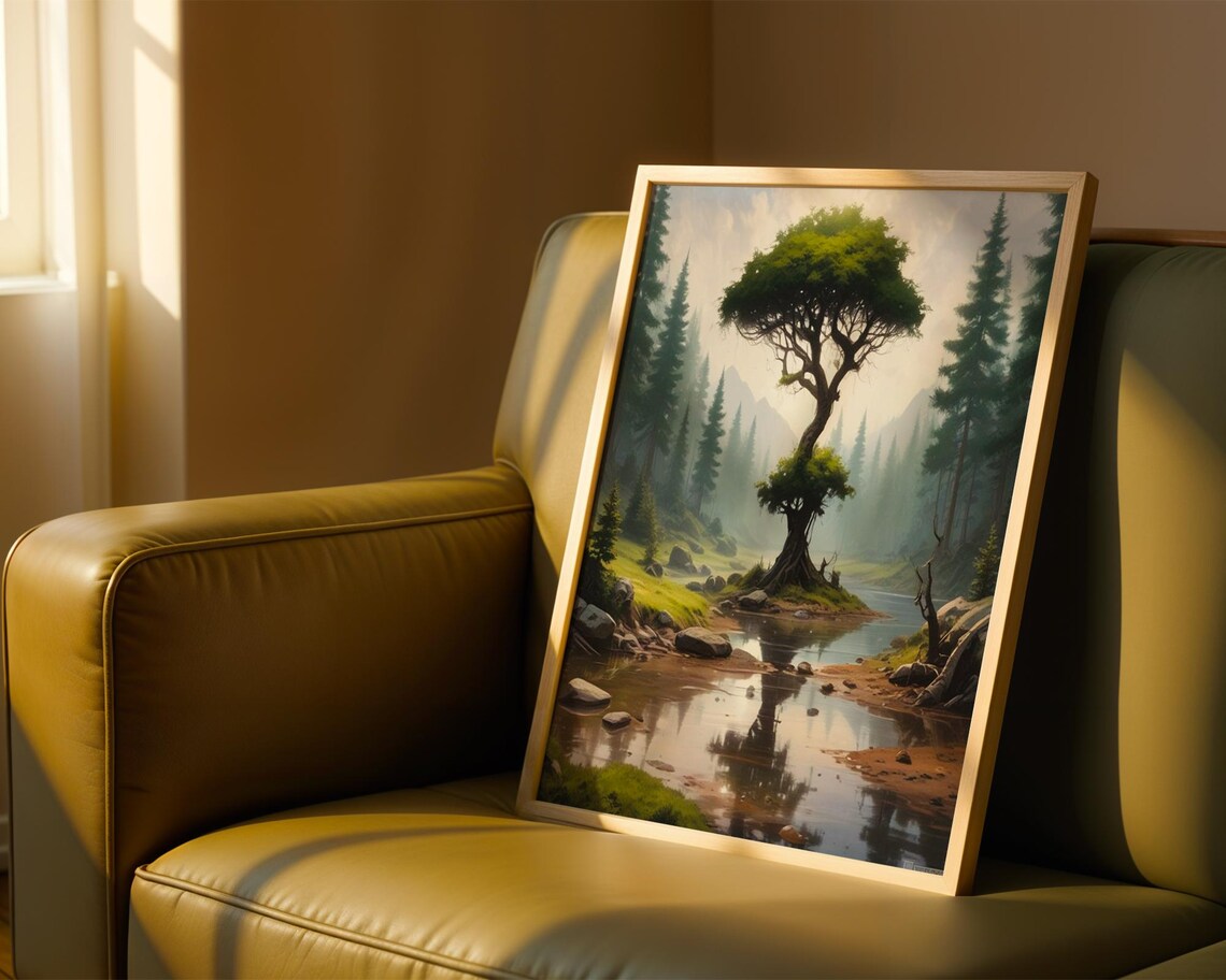 Mystical Tree In Forest Landscape, Tranquil Scene