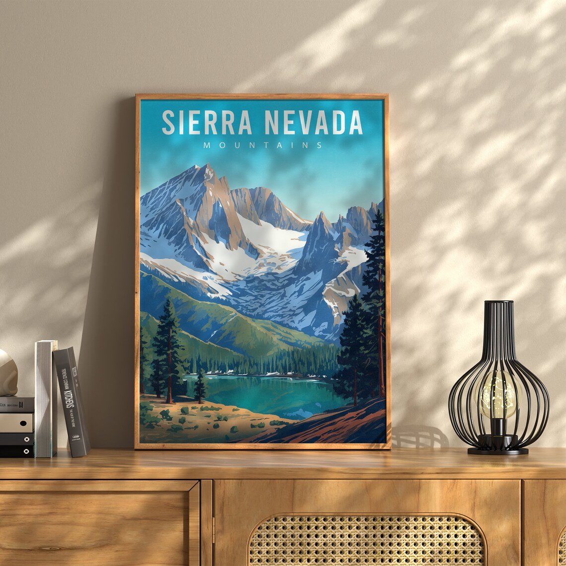 Sierra Nevada Mountains Vintage Travel Poster, California