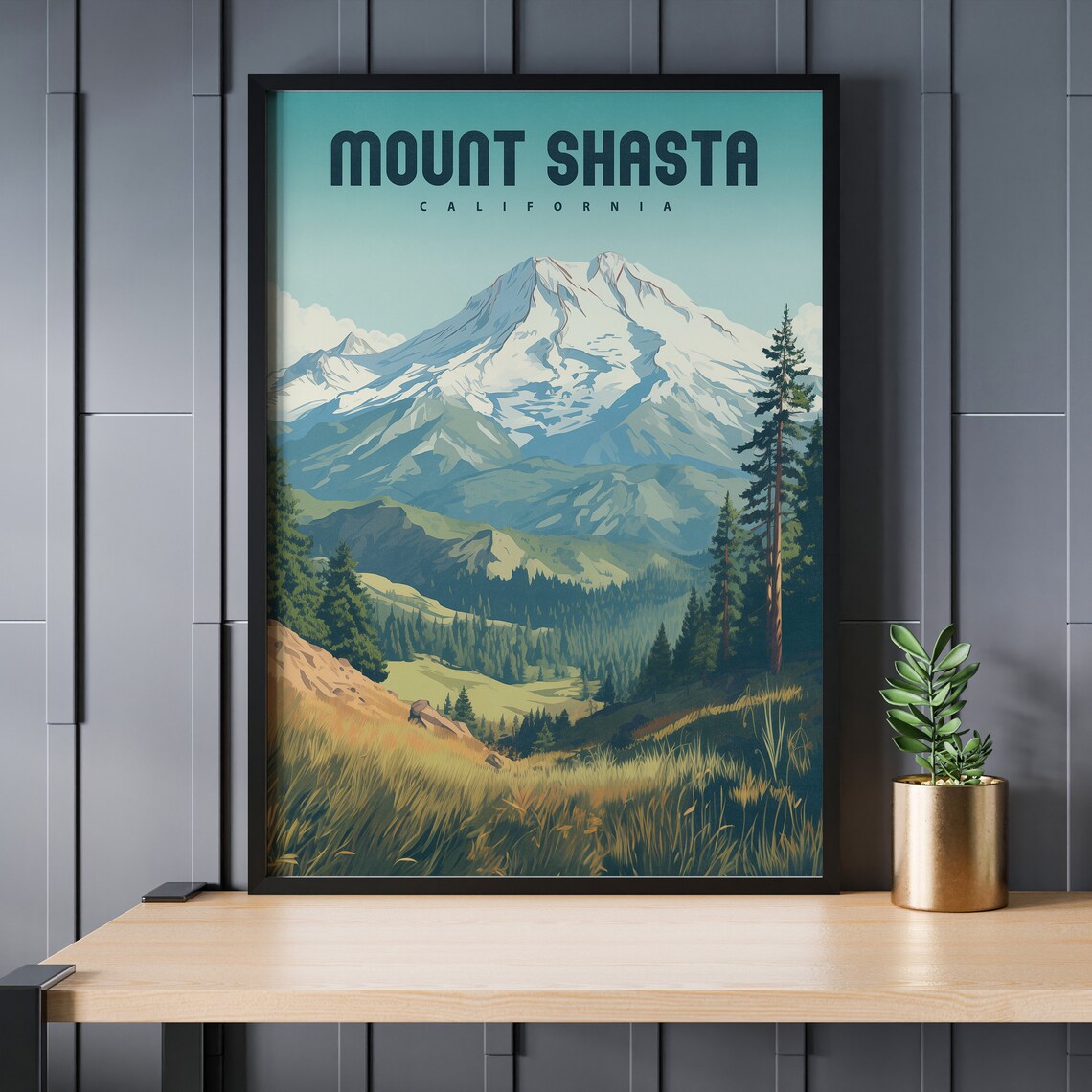 Mount Shasta California Travel Poster, USA Travel Art - Image 3