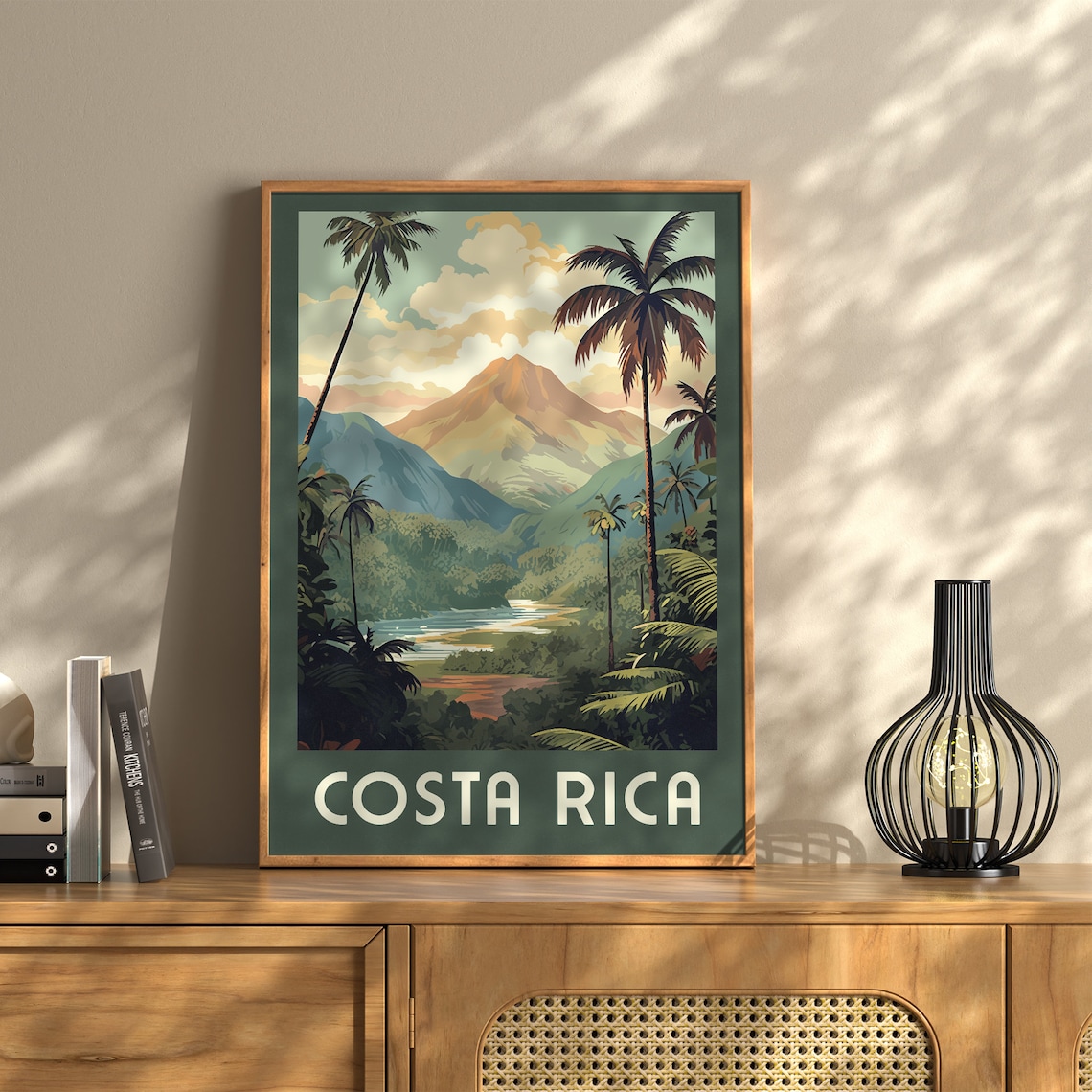Costa Rica Vintage Travel Poster, Travel Art Print