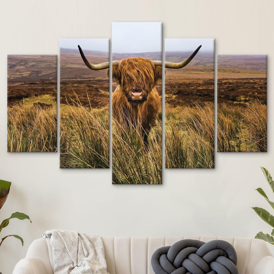 Highland Cow Multi Panel Poster Shaggy Brown Cow Moorland Art