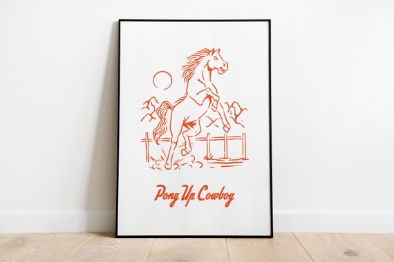Cowboy Wall Art Western Prints Red Large Texas Poster Rodeo Cute Girly