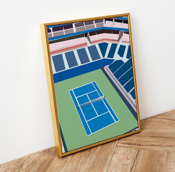 Geometric Tennis Stadium Court Aerial Abstract Sports Art Poster