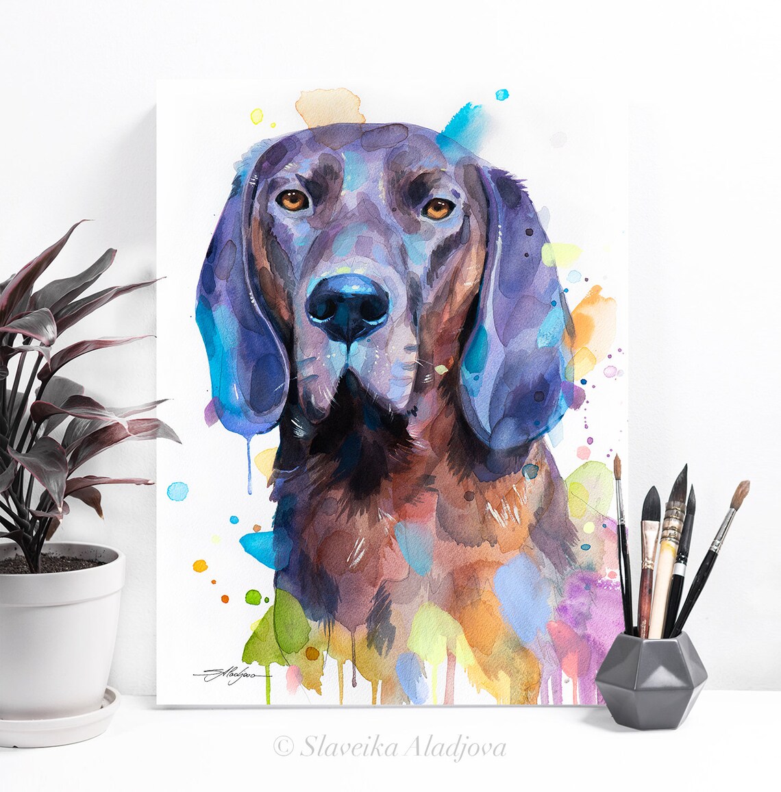 Hanover Hound Dog Watercolor Portrait Print By Slaveika Aladjova - Image 3