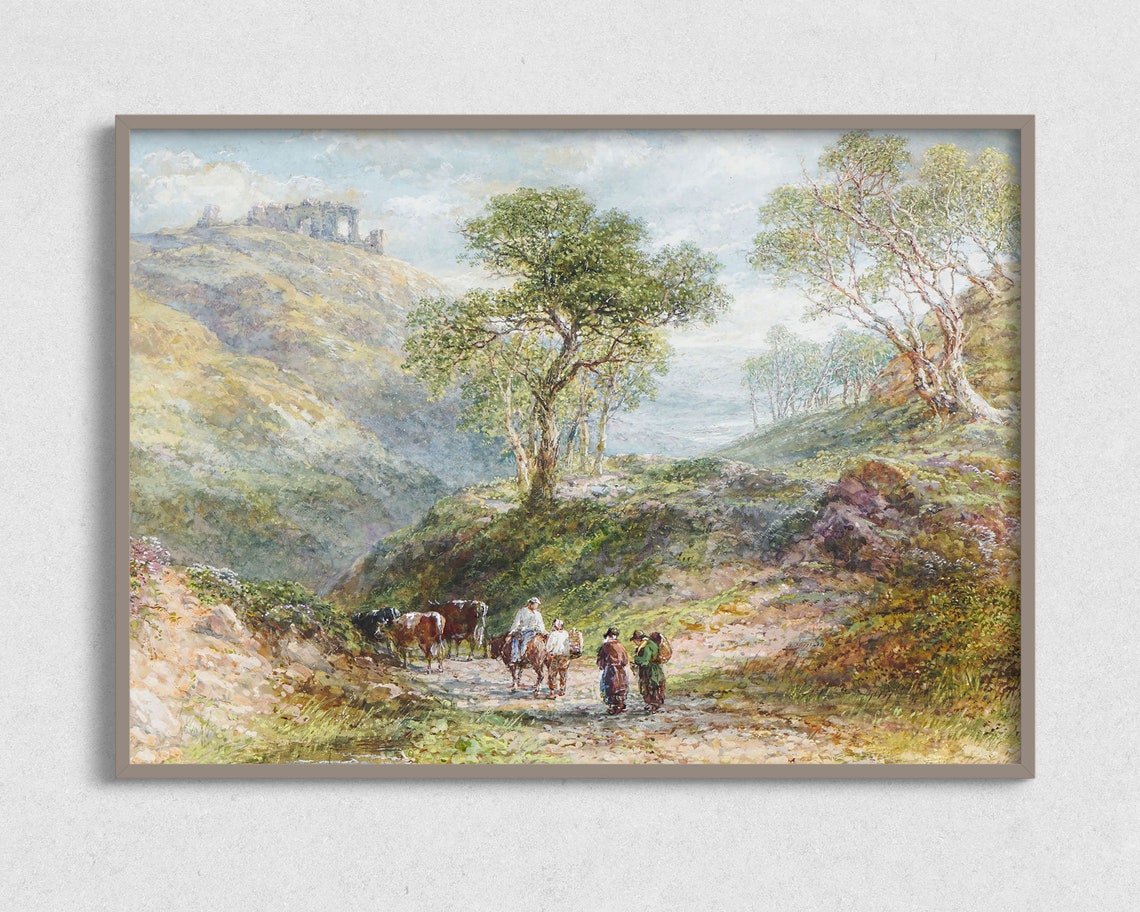 Vintage Country Landscape Painting Farmhouse Wall Art Prints