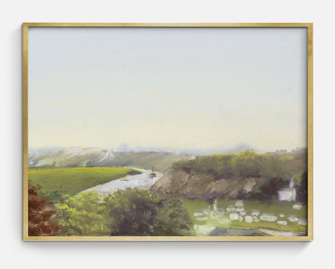 Vintage Minimalist Landscape, Antique Art Print