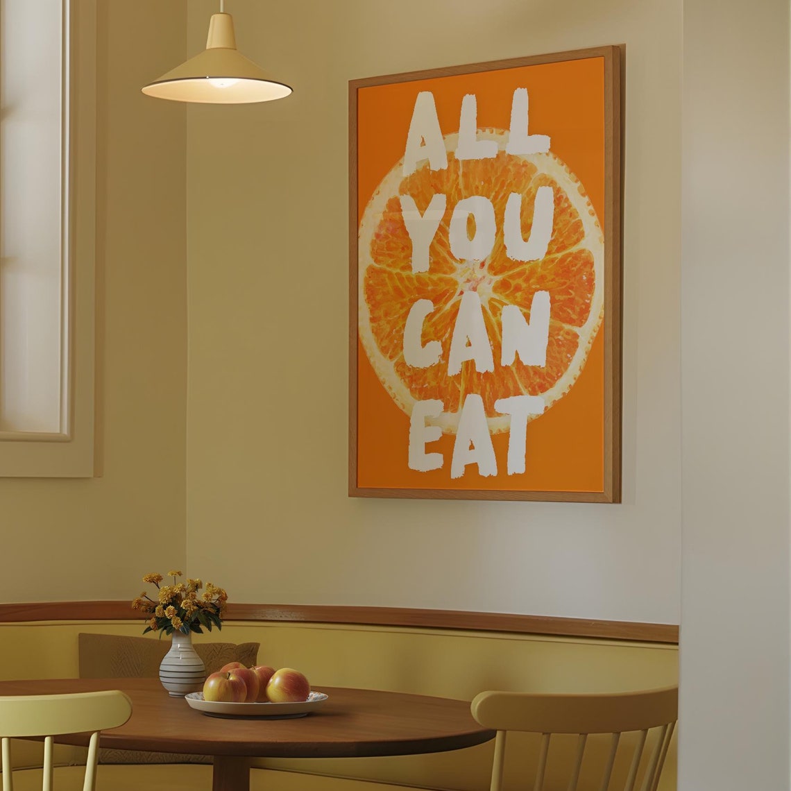 All You Can Eat Vibrant Orange Citrus Fun Kitchen Decor Poster Art