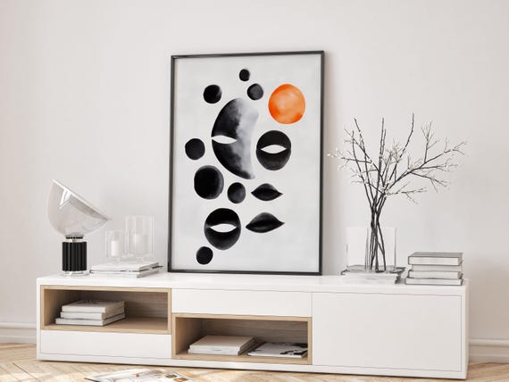 Minimalist Japandi Poster Abstract Wabi Sabi Wall Art Modern Zen Watercolor Print Black Ink Home Decor