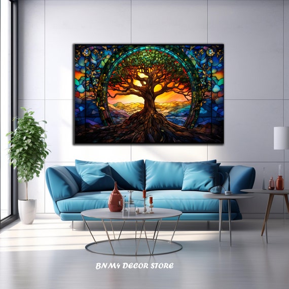 Life Of Tree Stained Glass Wall Art Print