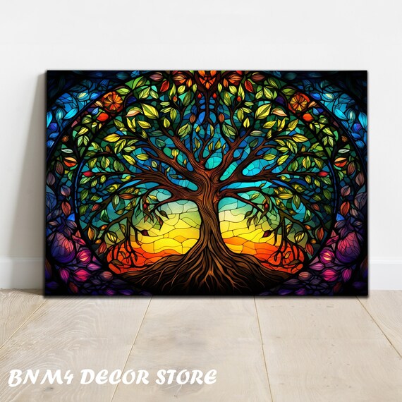 Tempered Glass Wall Art Life Of Tree Glass Stained Wall Art Life Of Tree Large Wall Art Wall Hangings Stained Window Home Decor