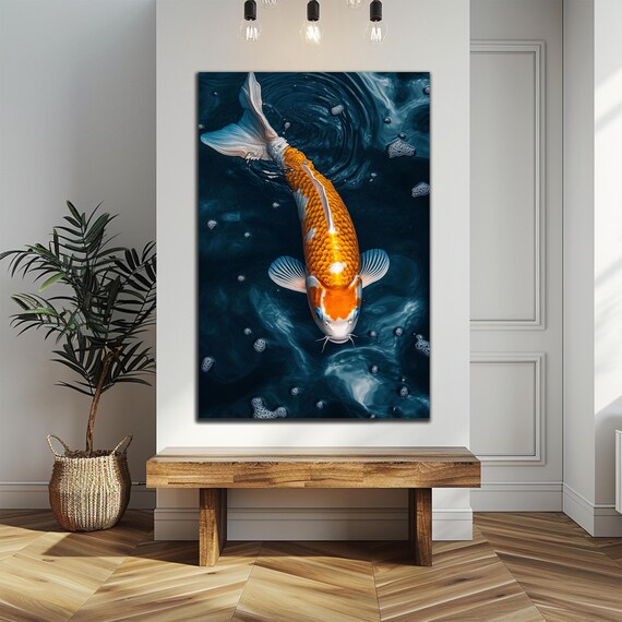 Koi Fish Tempered Glass Decor Japanese Koi Fish Wall Glass Glass Printing Koi Fish Wall Decor Extra Large Wall Art Animal Wall Art