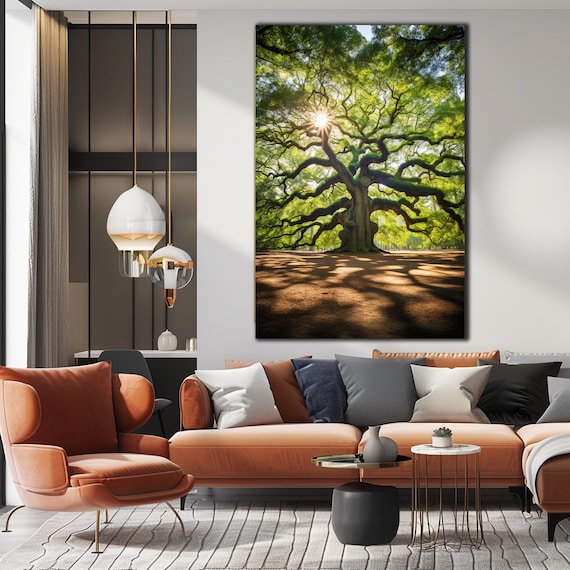 Angel Oak Tree Tempered Glass Wall Art Glass Print Wall Hangings South Carolina Historic Oak Tree Glass Large Wall Art Home Decor