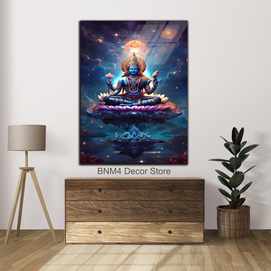 Vishnu Abstract Wall Art Print, Hindu Deity Decor