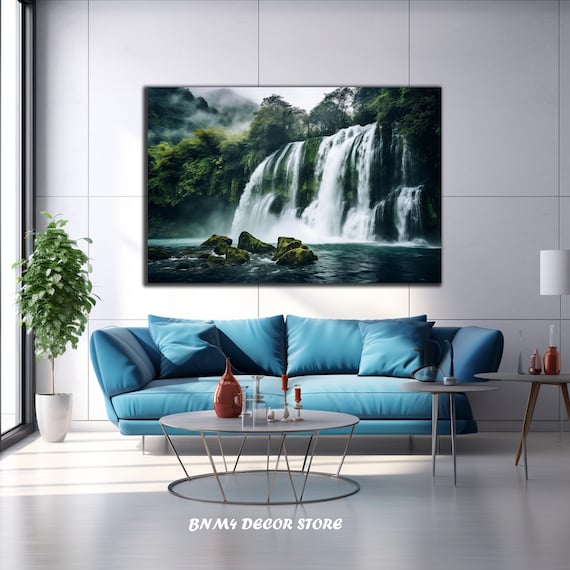 Tempered Glass Waterfall Paradise Wall Art Extra Large Wall Art Nature Glass Art Waterfall Glass Art Housewarming Gift Forest Art