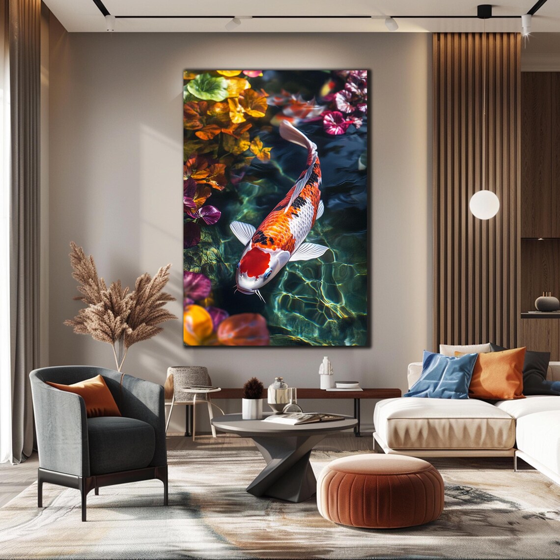 Japanese Koi Fish Art Print, Animal Wall Decor