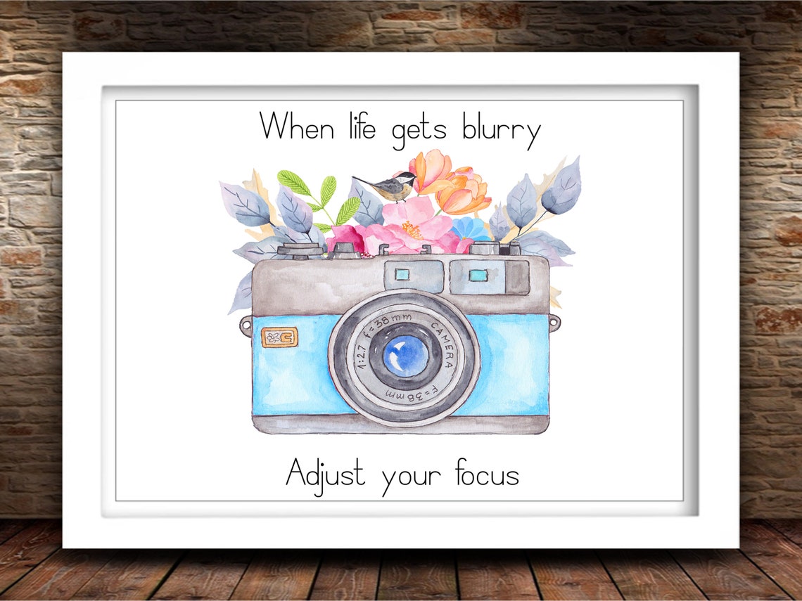 When Life Gets Blurry Adjust Your Focus Vintage Camera Quote Poster - Image 2