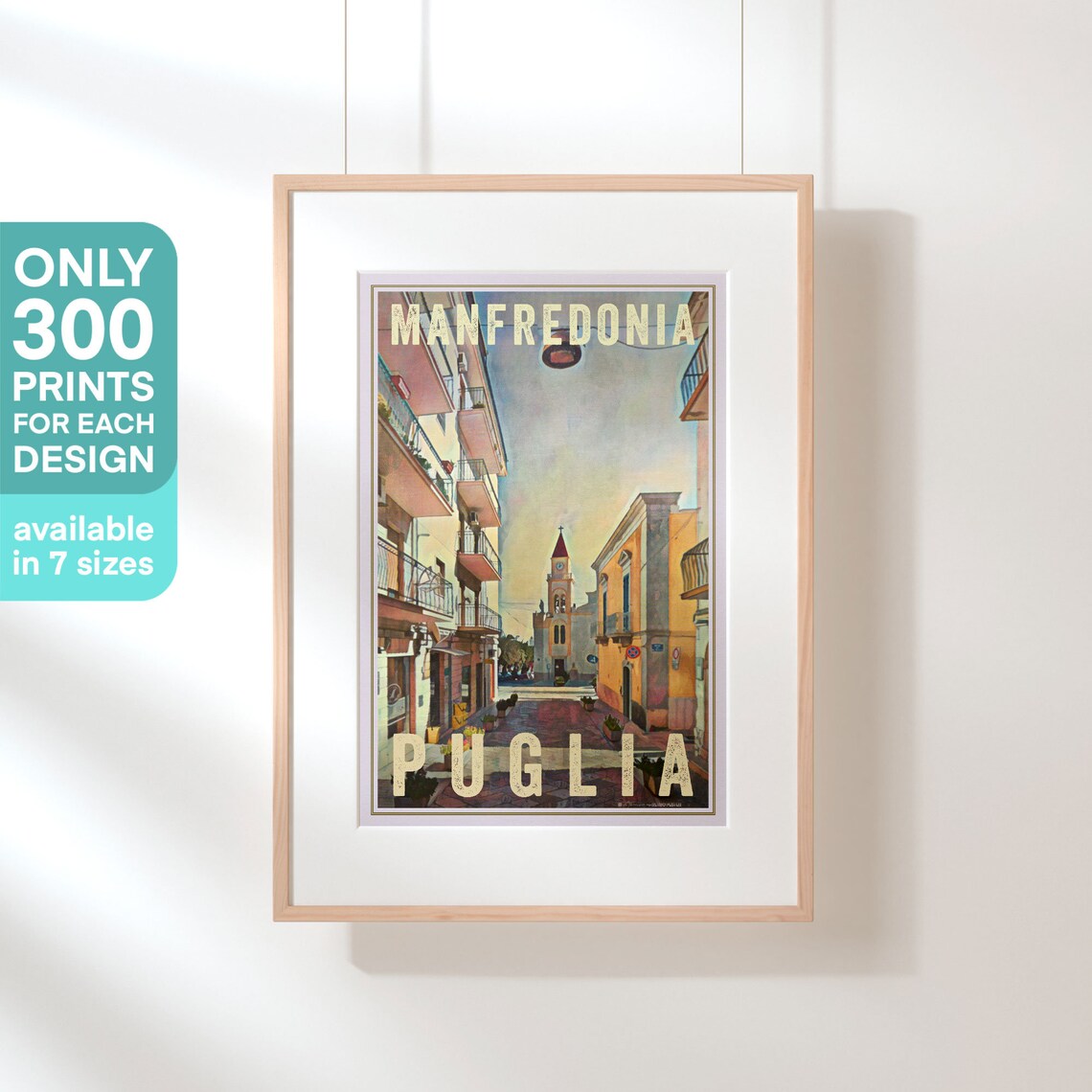 Manfredonia Puglia Old Town Street Church Tower Italy Travel Poster - Image 3