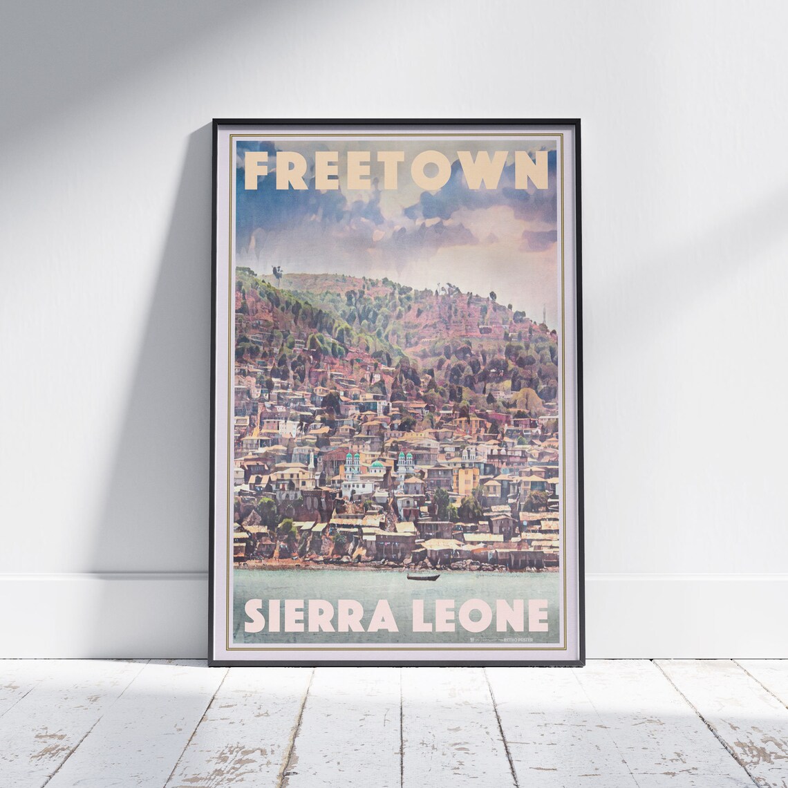 Freetown Sierra Leone Harbor Panorama Vintage Retro Travel Poster