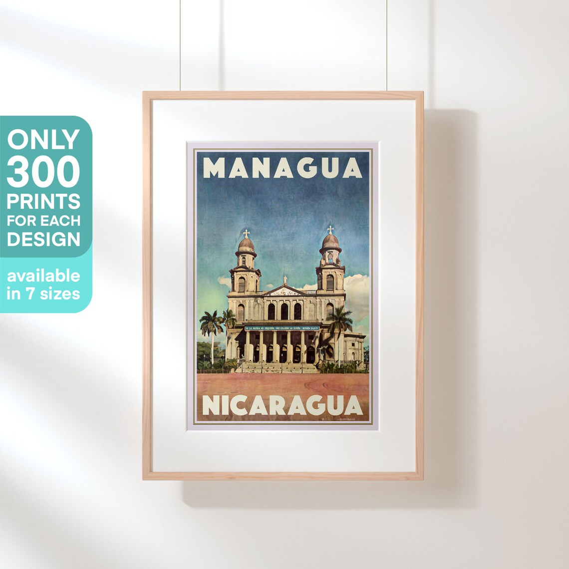 Managua Nicaragua Cathedral Twin Domes Retro Travel Wall Poster - Image 3