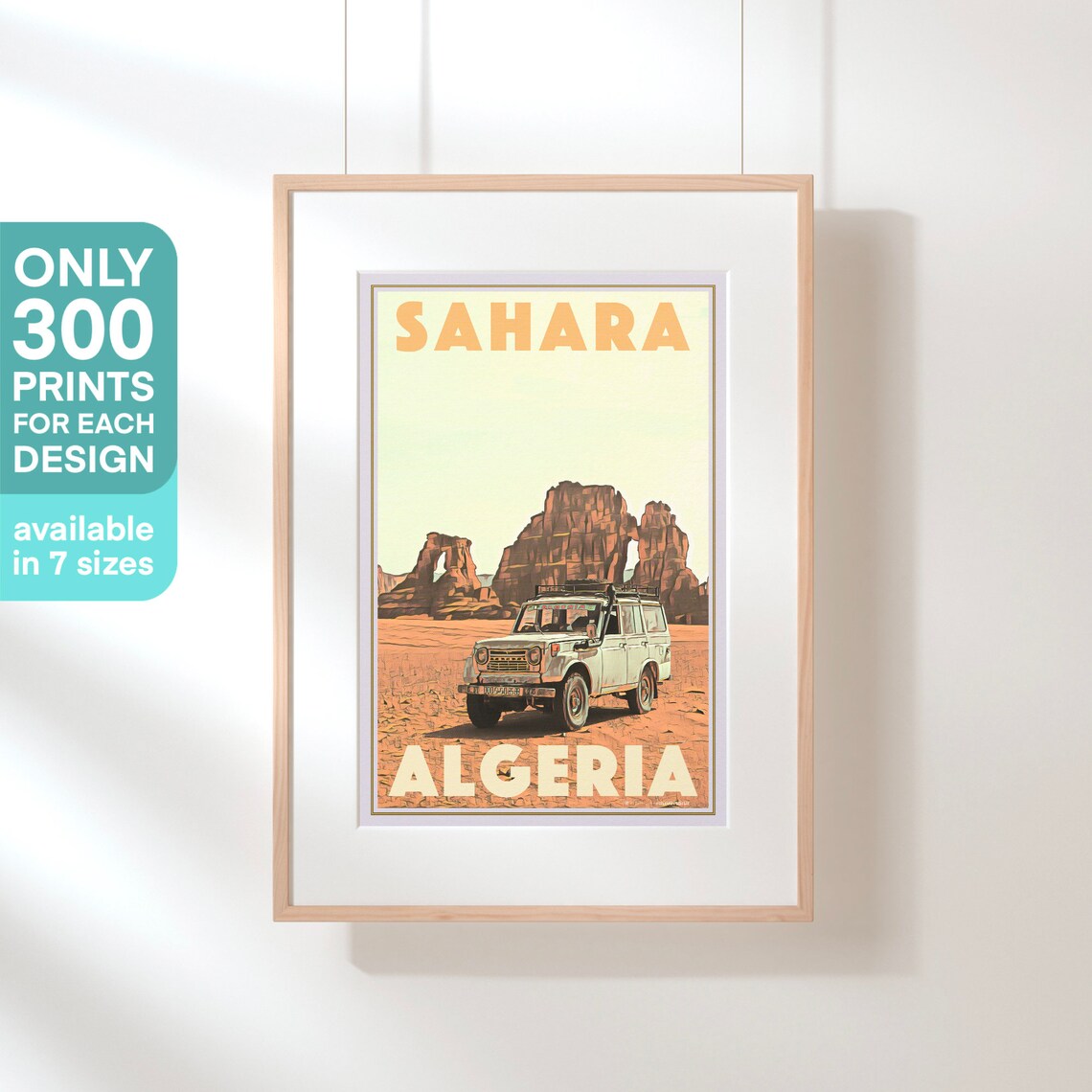 Algeria Sahara Desert Vintage 4x4 Rock Formations Travel Poster - Image 3