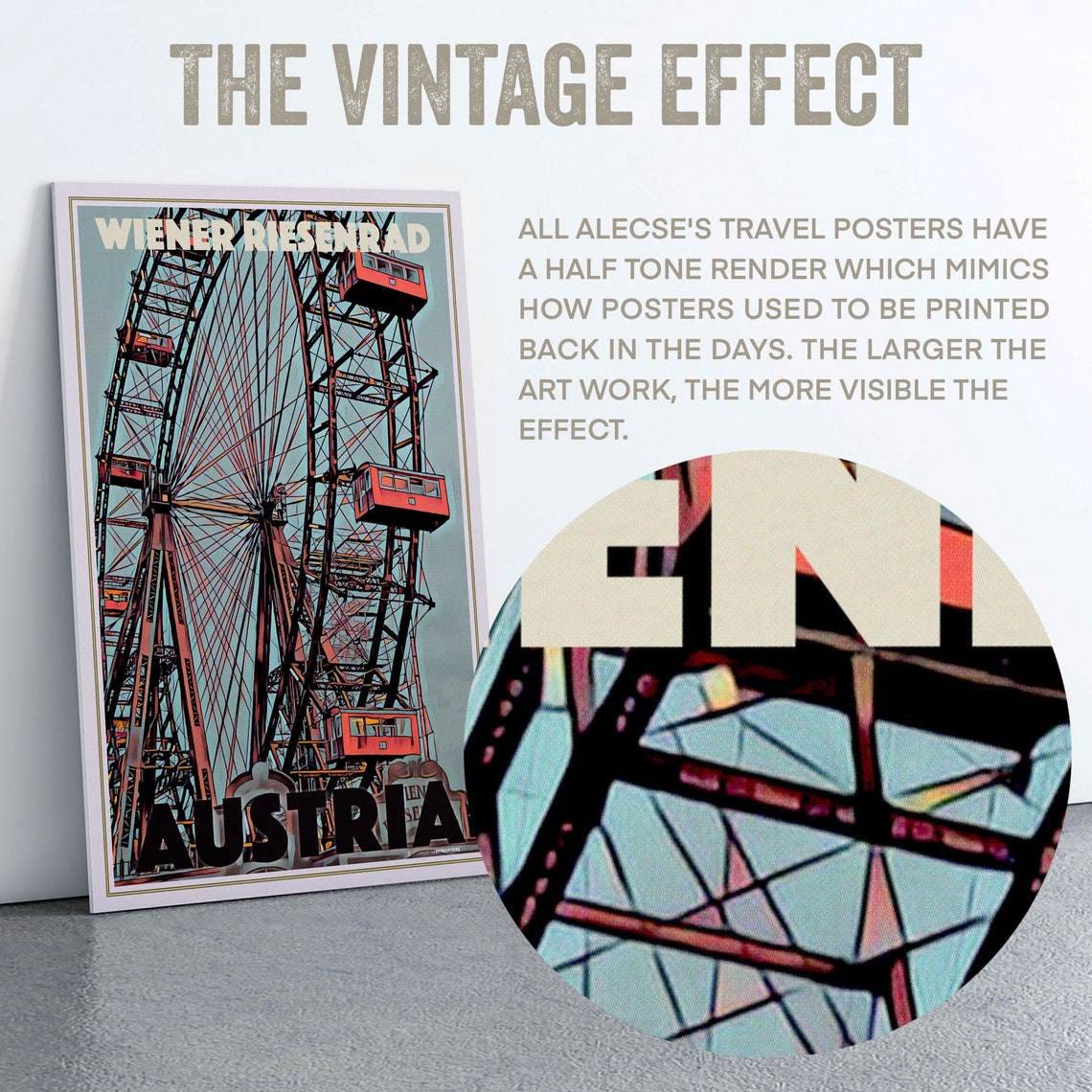 Wiener Riesenrad Giant Ferris Wheel Vienna Austria Retro Poster - Image 3