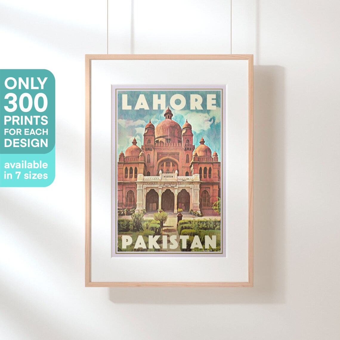 Lahore Pakistan Vintage Travel Poster With Lahore Museum Palace Art - Image 3