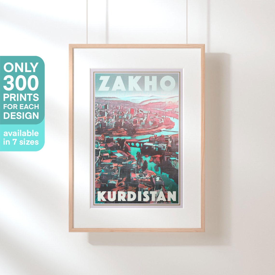 Zakho Poster Kurdistan By Alecse Limited Edition Iraq Travel Poster Classic Zakho Print Kurdistan Gift Poster Of Zakho Kurdistan - Image 3
