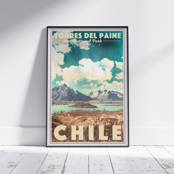 Chile Poster Torres Del Paine By Alecse Limited Edition Chile Vintage Poster Torres Del Paine Poster Chilean Decoration Gift
