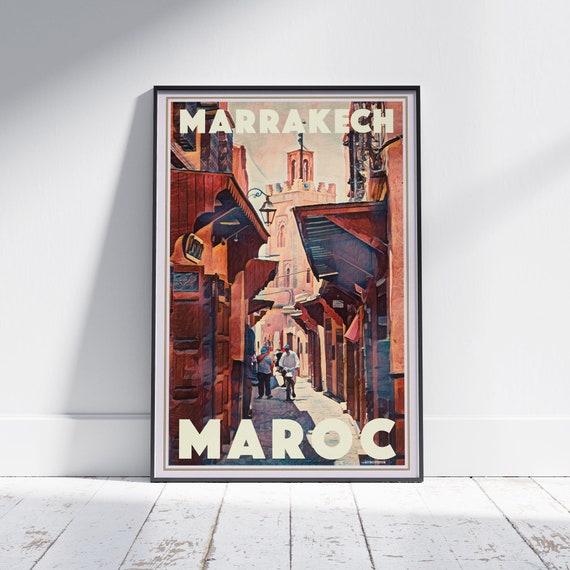 Marrakech Poster Souk 2 By Alecse Limited Edition Morocco Travel Poster Classic Marrakech Print Morocco Gallery Wall Print Marrakech