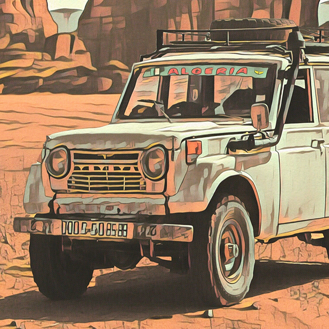 Algeria Sahara Desert Vintage 4x4 Rock Formations Travel Poster - Image 4