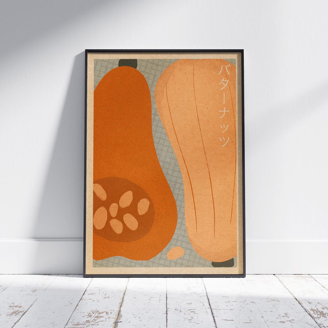 Butternut Squash Japanese Vintage Autumn Kitchen Food Art Poster