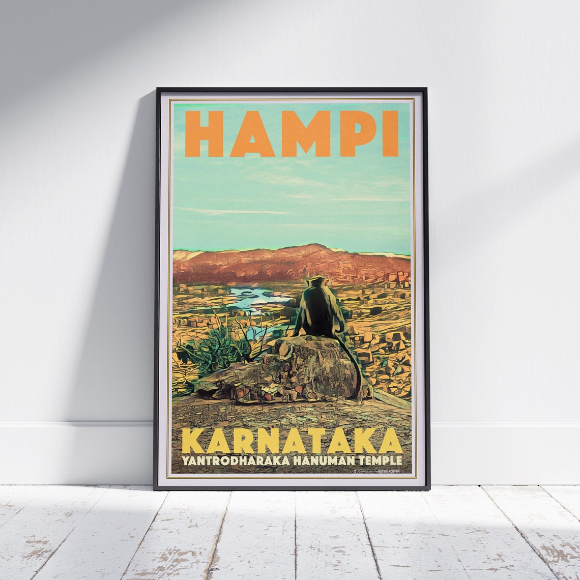 Hampi Karnataka Yantrodharaka Hanuman Temple Travel Poster India