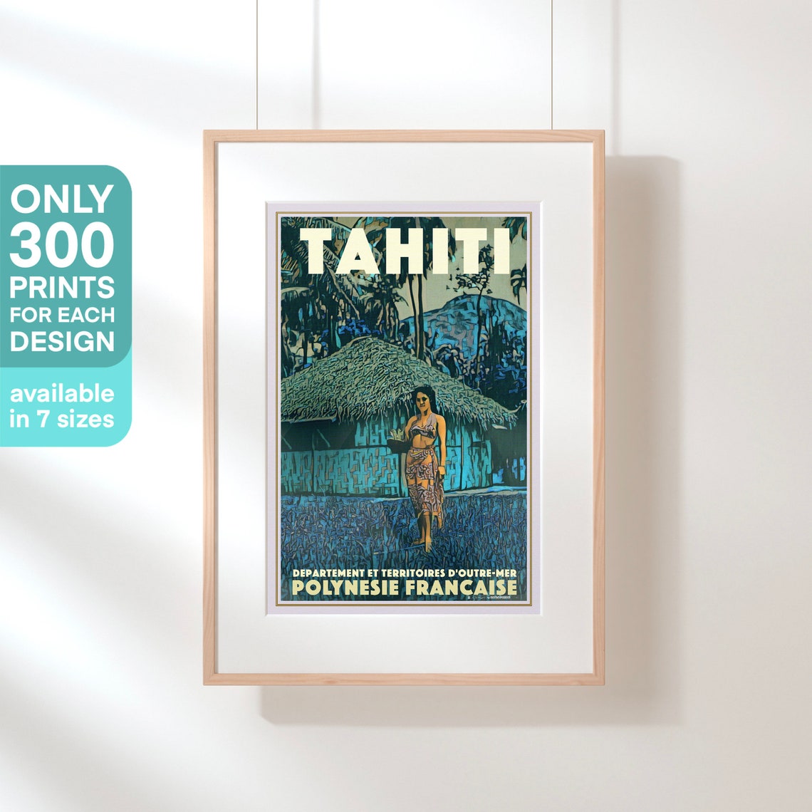Tahiti Poster Blue Vahine By Alecse Limited Edition Tahiti Travel Poster Tahiti Gallery Wall Print Of Tahitian Girl Vahine Print - Image 3