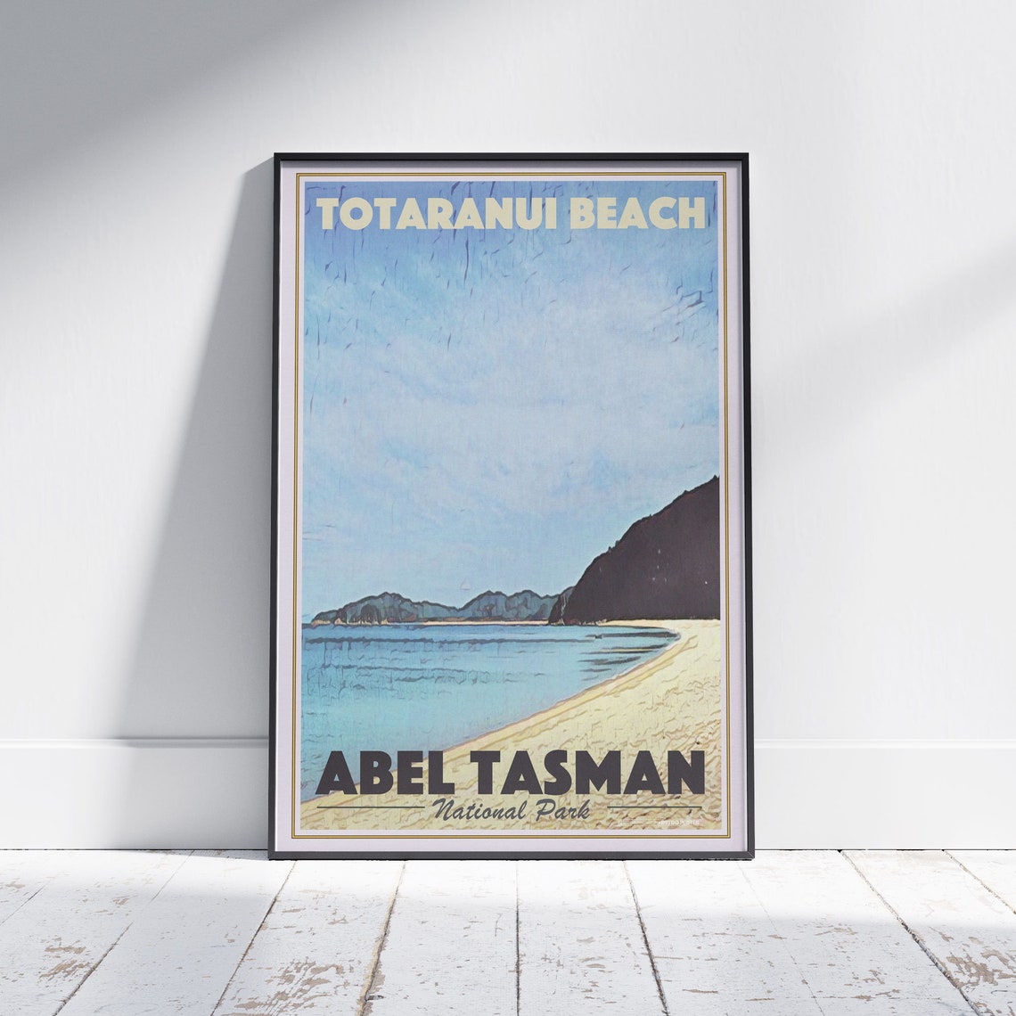 Abel Tasman Poster Totaranui By Alecse Limited Edition New Zealand Travel Poster Abel Tasman Print New Zealand Travel Wall Totaranui