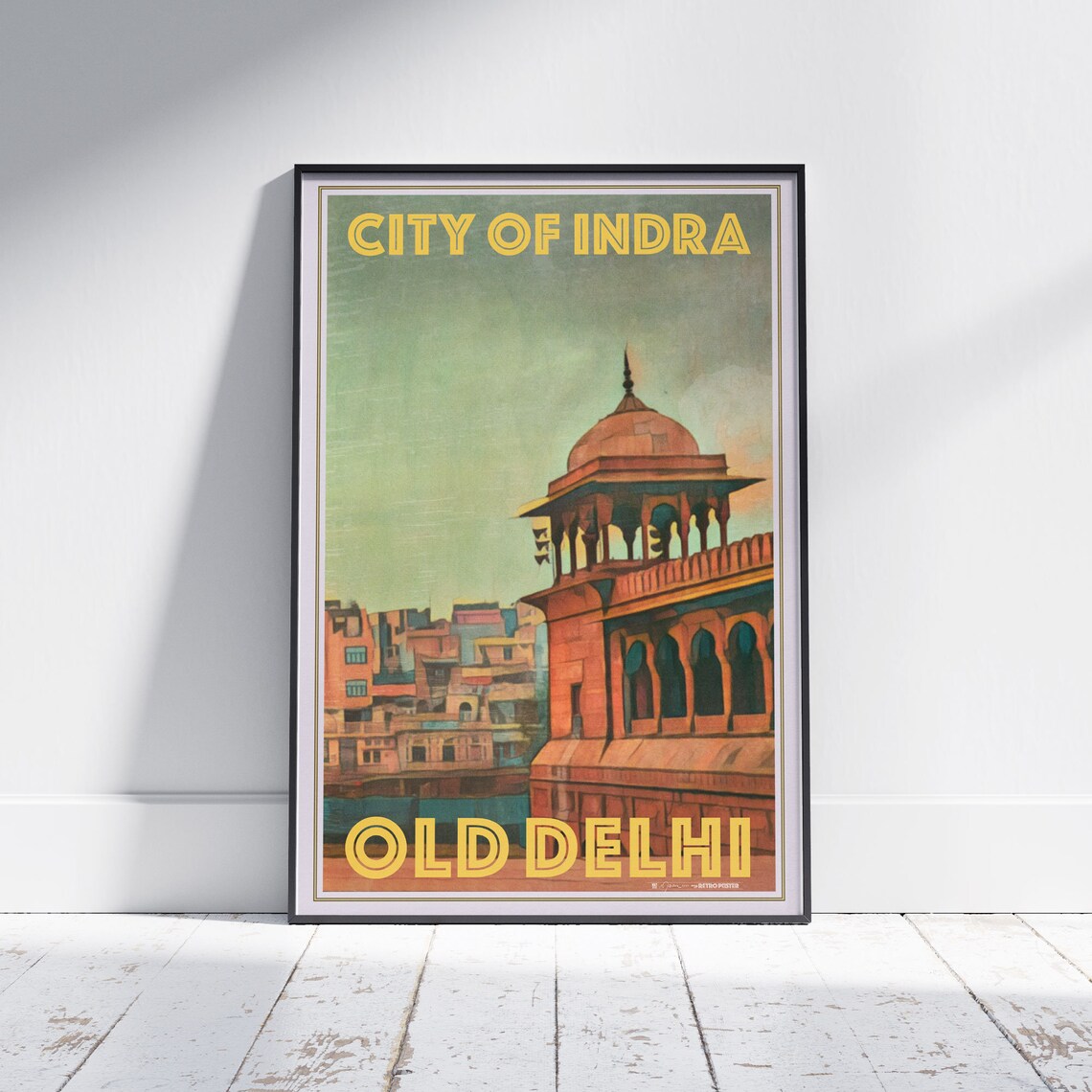 Old Delhi India Vintage Travel Poster City of Indra Dome Pavilion Art