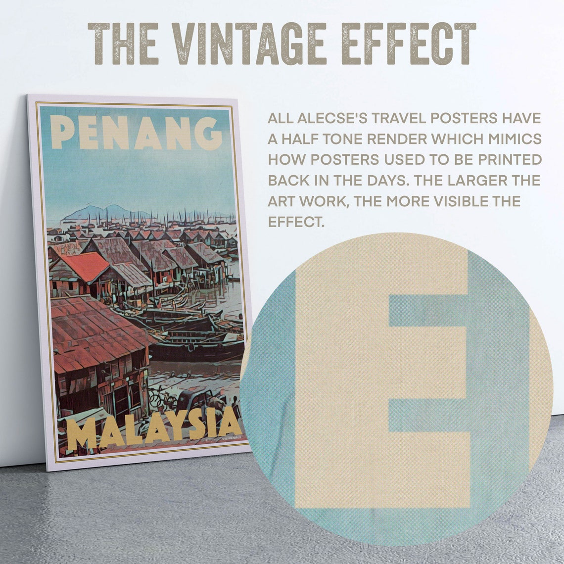 Penang Poster Fishing Village By Alecse Limited Edition Penang Print Malaysia Travel Poster Poster Of Penang Malaysia Print Penang - Image 2