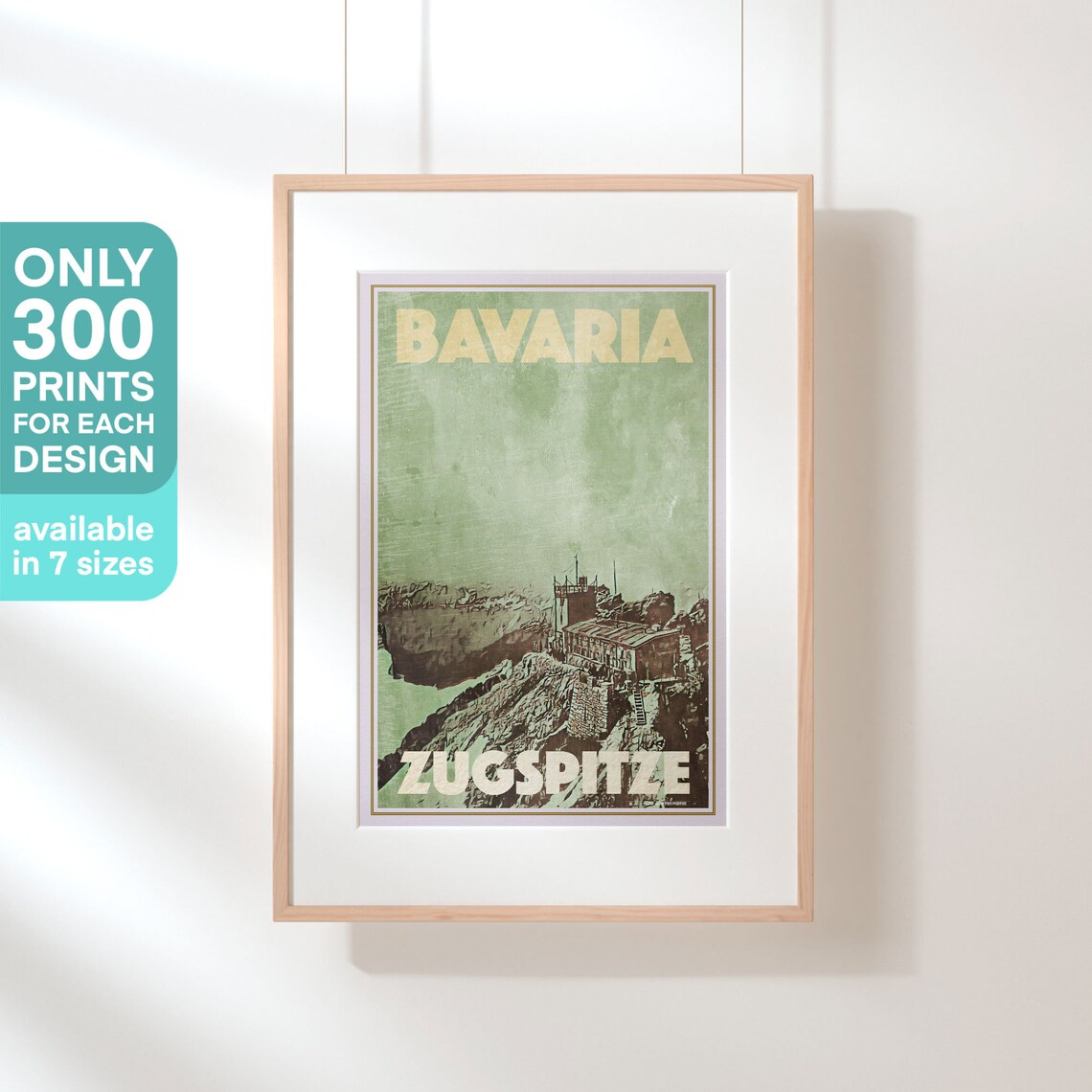 Zugspitze Summit Mountain Refuge Hut Bavaria Vintage Travel Poster - Image 3