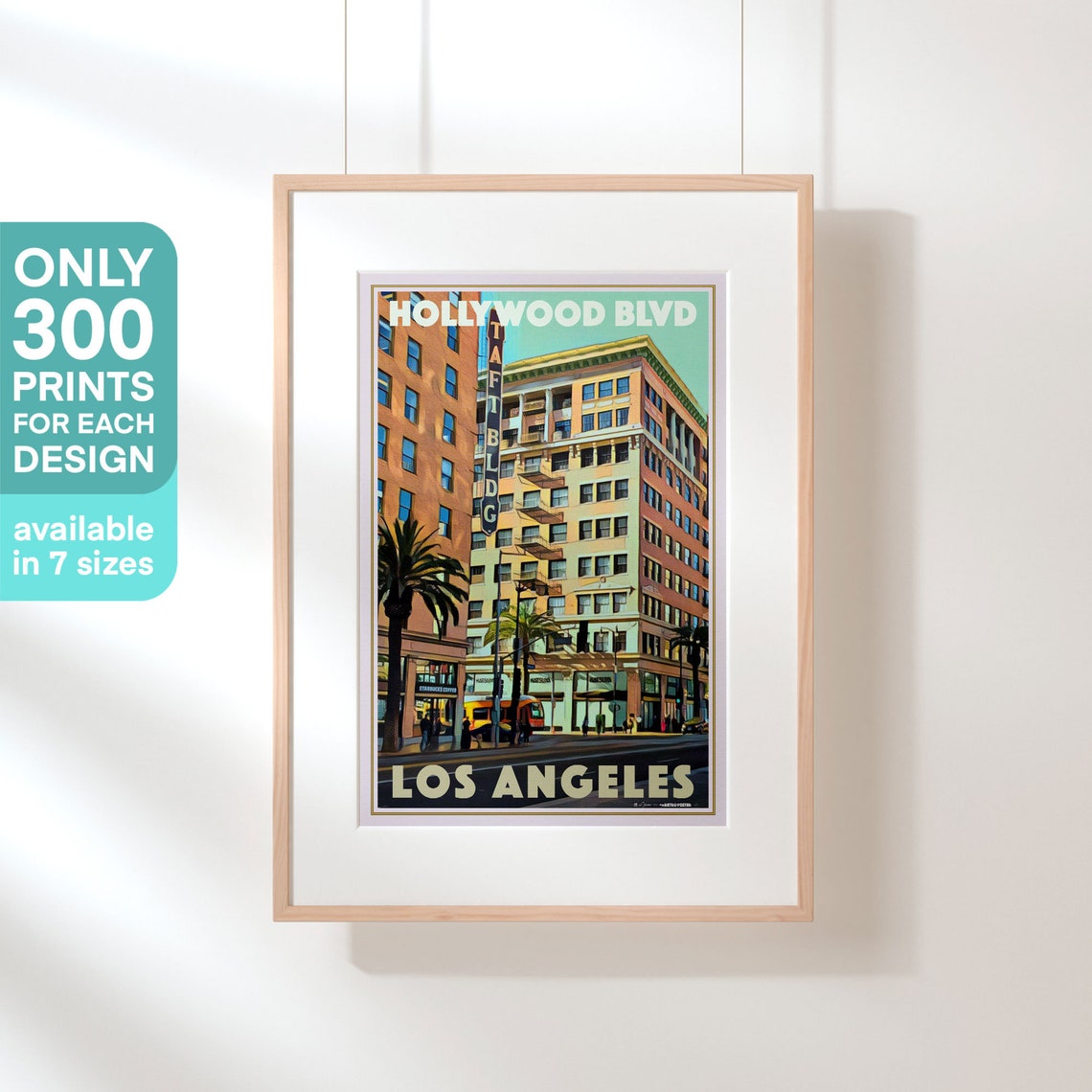 Los Angeles Poster Hollywood Blvd By Alecse Limited Edition Classic California Poster Poster Of Los Angeles Hollywood Blvd Print - Image 3