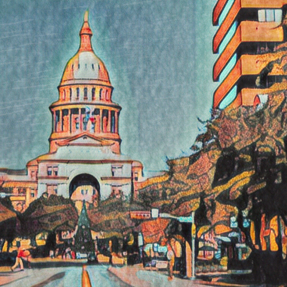 Austin Texas State Capitol Congress Avenue Retro Travel City Poster - Image 4