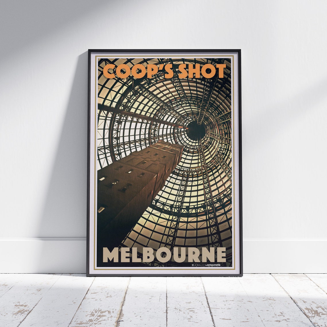 Melbourne Coops Shot Tower Glass Dome Australia Retro Travel Poster