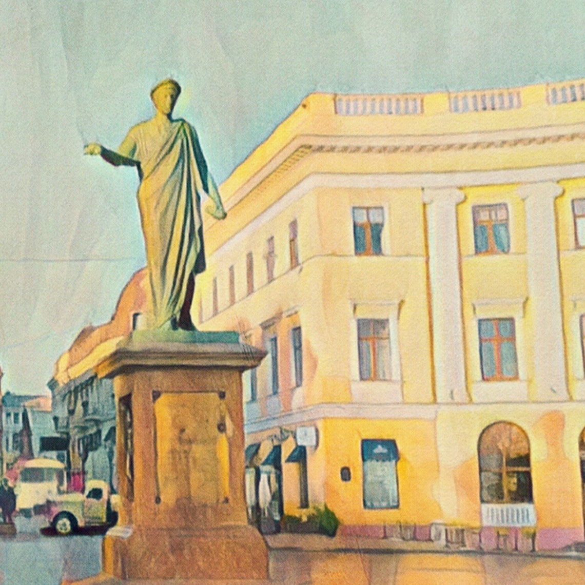 Odessa Southern Palmyra Statue Square Ukraine Retro Travel Poster - Image 4
