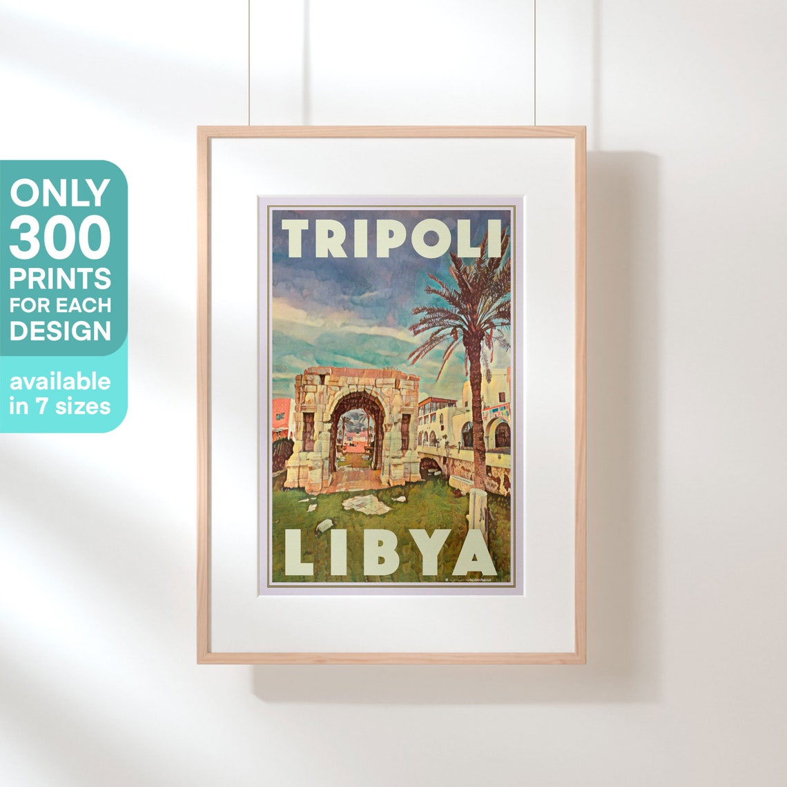 Tripoli Libya Marcus Aurelius Arch Roman Ruins Retro Travel Poster - Image 3