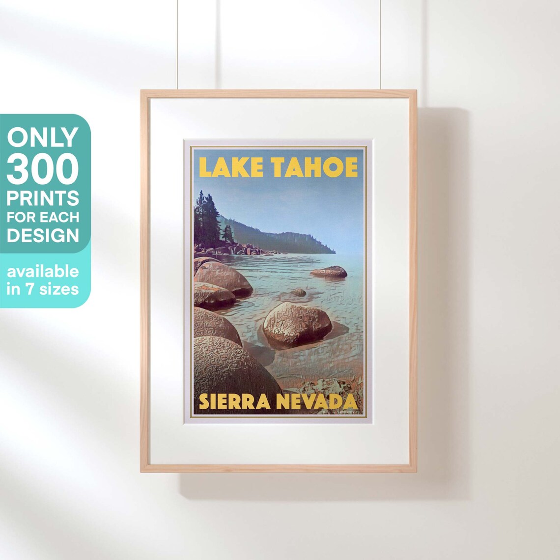 Lake Tahoe Poster By Alecse Limited Edition Sierra Nevada Poster Classic Lake Tahoe Print Poster Of Sierra Nevada Usa Gallery Wall - Image 3