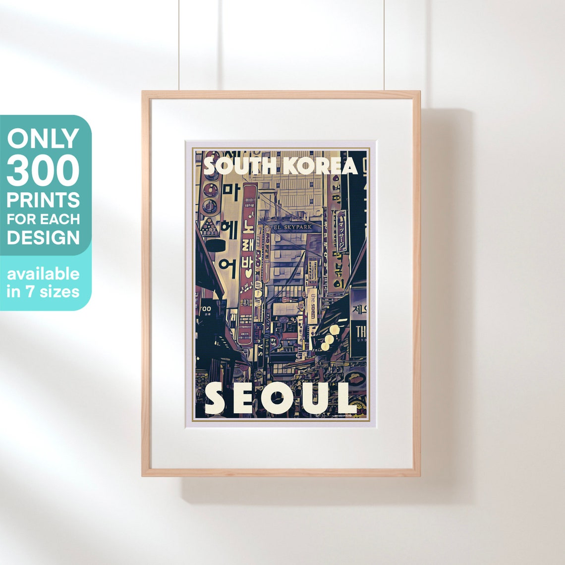 Seoul South Korea Neon Signs Busy Night Street Retro Travel Poster - Image 3