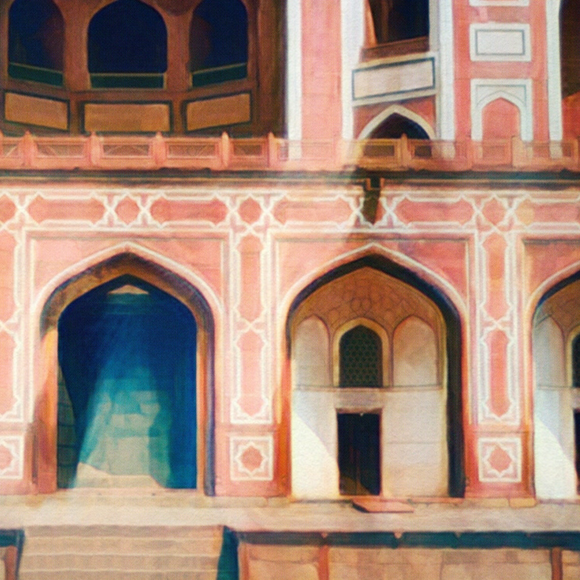 New Delhi Poster Humayuns Tomb By Alecse Limited Edition New Delhi Print India Travel Poster Humayun Print Pink Poster Of New Delhi - Image 4