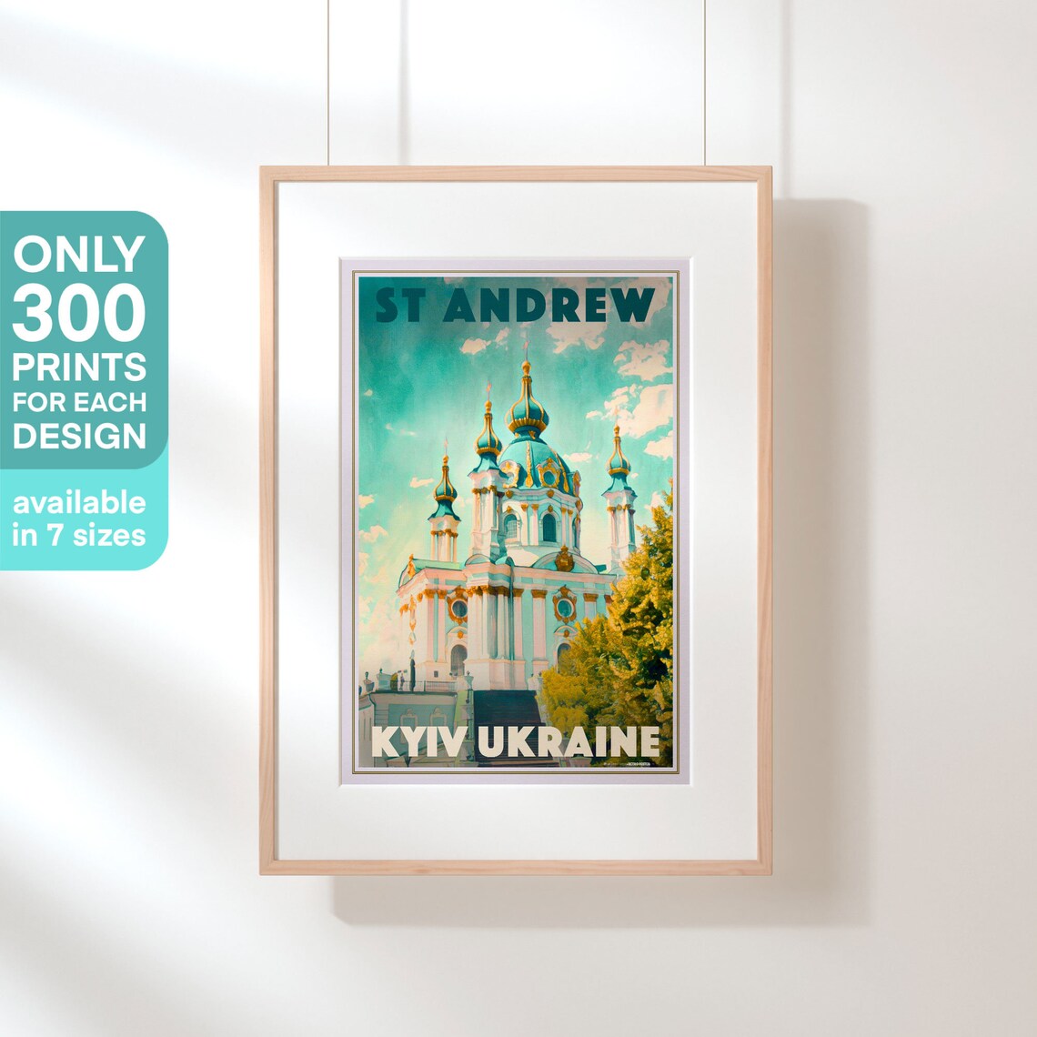 St Andrew Church Golden Domes Kyiv Ukraine Vintage Travel Poster - Image 3