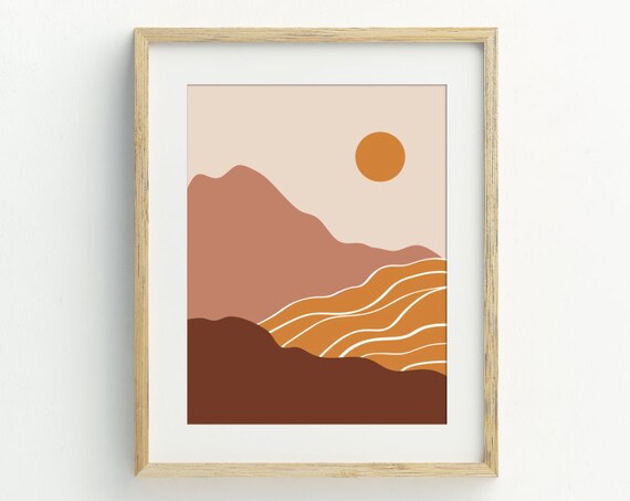 Minimalist Mountains Print Landscape Scenery Print Boho Decor Art 5x7 8x10 11x14 16x20