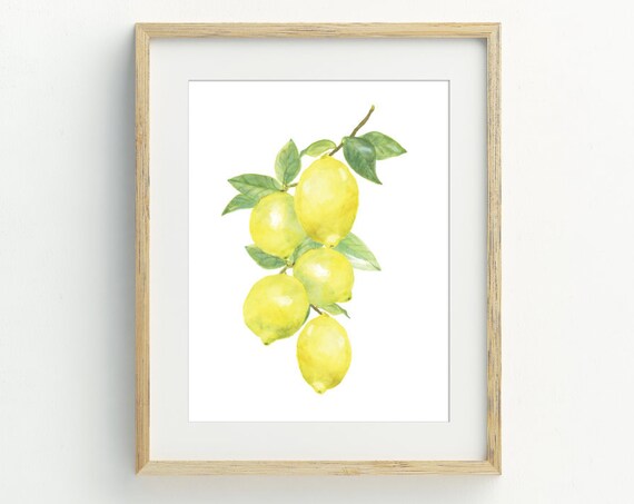 Lemon Print Fruit Wall Art Kitchen Wall Decor Lemon Decor Housewarming Gift 5x7 8x10 11x14 16x20