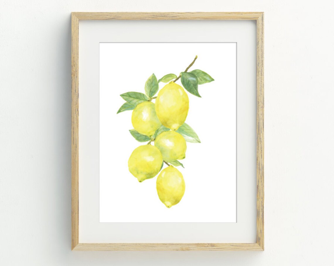 Lemon Print Fruit Wall Art Kitchen Wall Decor Lemon Decor Housewarming Gift 5x7 8x10 11x14 16x20